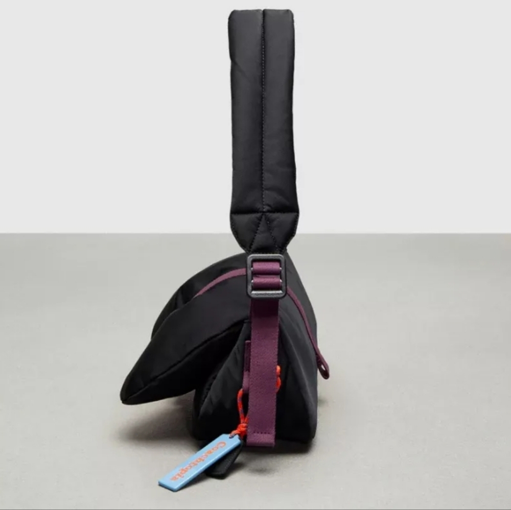 NWT COACHTOPIA LOOP PUFFY WAVY DINK BLACK PURPLE TRIM SHOULDER BAG STYLE CQ859 - Picture 6 of 16